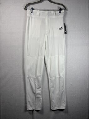 Adidas White Relaxed Fit Open Bottom Baseball Athletic Pants Adult (Small) -NEW